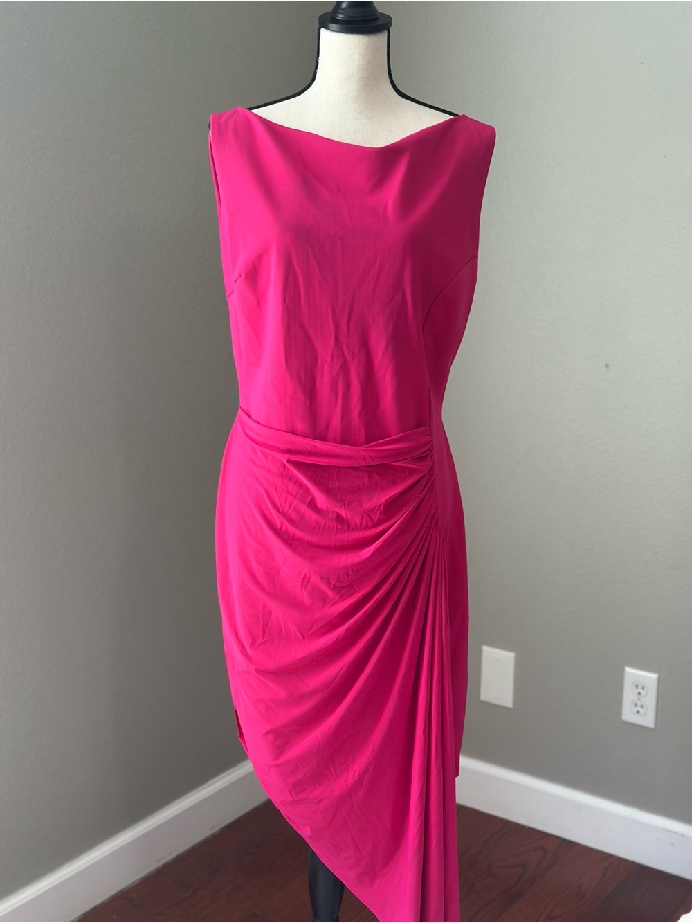 Chiara Boni Hot Pink Elegant Asymmetrical Draped Sheath Party Dress
